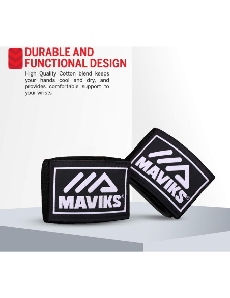 Envolturas de Mano de Boxeo MAVIKS 4.5m Negras para Sparring