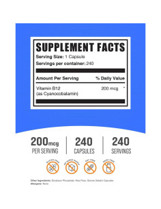 Cápsulas de Vitamina B12 BulkSupplements 200 mcg - Energía y Bienestar 2
