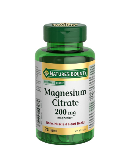 Citrato de Magnesio Nature's Bounty 200 mg 75 Tabletas