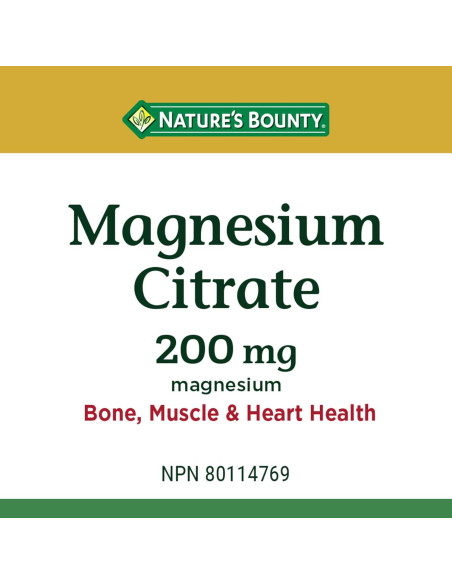 Citrato de Magnesio Nature's Bounty 200 mg 75 Tabletas