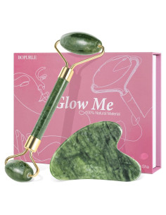 Set Gua Sha y Rodillo de Jade Bopurle para Cuidado Facial
