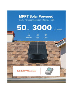 Ventilador de Escape de Ático VEVOR 50W Solar con Control Remoto 2