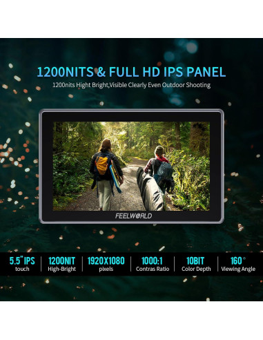 Monitor de Campo FEELWORLD H5 5.5" 1200nit 12G-SDI Táctil