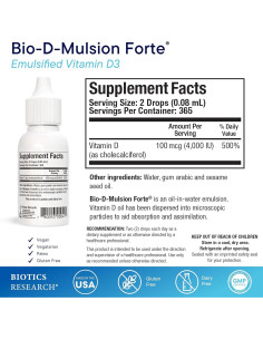 Gotas de Vitamina D3 Biotics Research 4000 UI - 30 ml 2