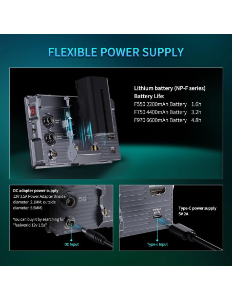 Monitor de Campo FEELWORLD H5 5.5" 1200nit 12G-SDI Táctil