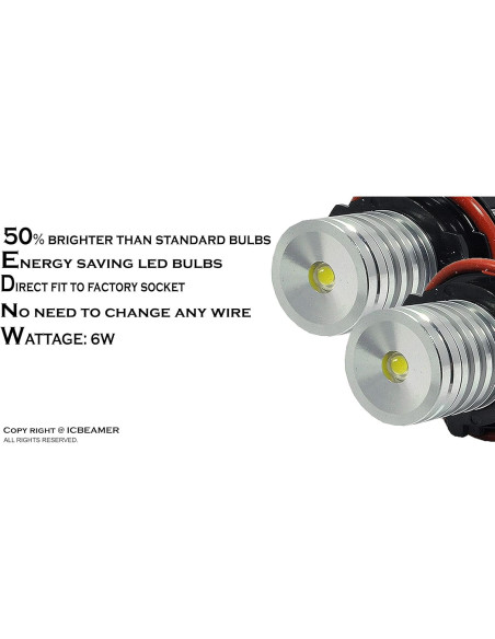 Bombillas LED Angel Eyes ICBEAMER para BMW E39 E53 E60 12V 6W