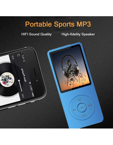 Reproductor MP3 Dyzeryk 16GB con Altavoz Integrado y Radio FM