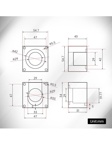 Soporte de Motor Paso a Paso Nema23 RATTMMOTOR de Aluminio