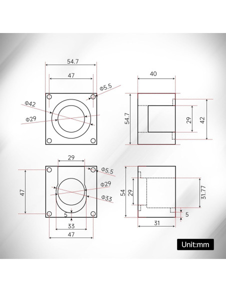Soporte de Motor Paso a Paso Nema23 RATTMMOTOR de Aluminio