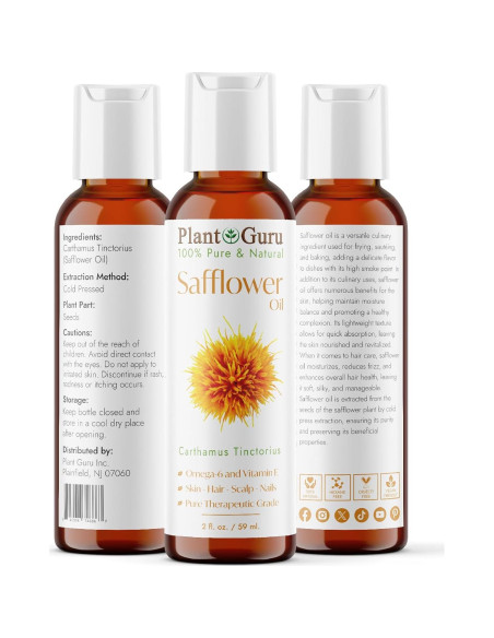 Aceite de Cártamo 59 ml Prensado en Frío 100% Puro Natural