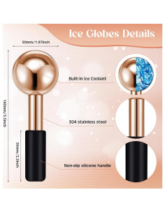 Baderke 2 Esferas de Hielo Facial Acero Inoxidable Oro Rosa 2