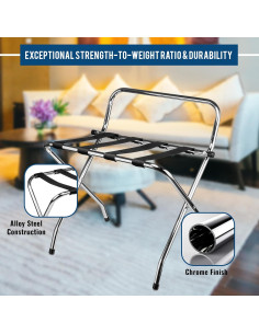 Soporte de Equipaje Plegable USTech Cromo 1 Nivel 2.86 kg 2