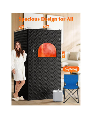 Sauna Portátil de Vapor Personal 1200W con Control Remoto