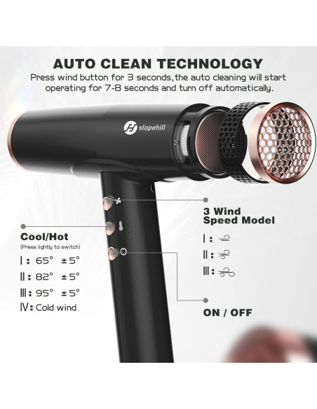 Secador de Pelo Iónico Profesional Slopehill QN8010CE 2000W