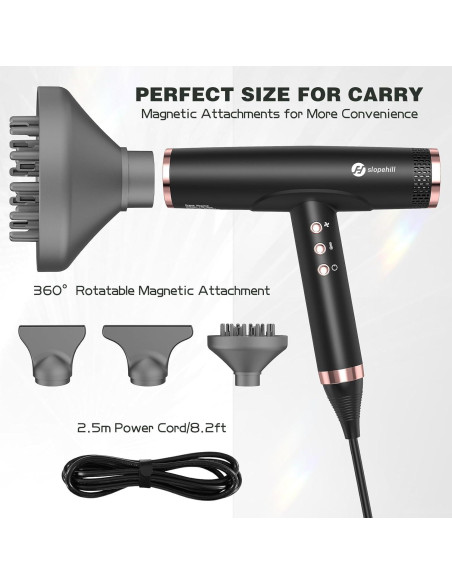 Secador de Pelo Iónico Profesional Slopehill QN8010CE 2000W