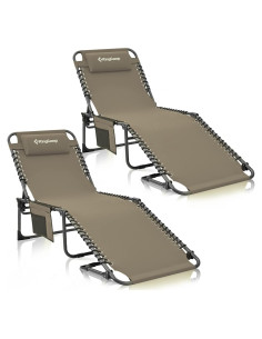 Silla Lounge Plegable KingCamp Beige Ajustable 5 Posiciones