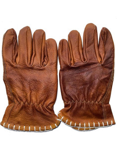 Guantes de Cuero Retro Hechos a Mano Genérico - Marrón Oscuro 2