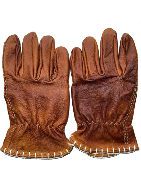 Guantes de Cuero Retro Hechos a Mano Genérico - Marrón Oscuro