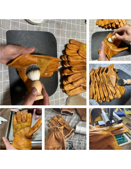 Guantes de Cuero Retro Hechos a Mano Genérico - Marrón Oscuro