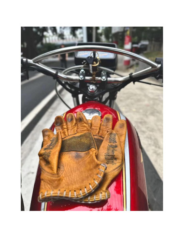 Guantes de Cuero Retro Hechos a Mano Genérico - Marrón Oscuro