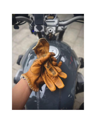 Guantes de Cuero Retro Hechos a Mano Genérico - Marrón Oscuro
