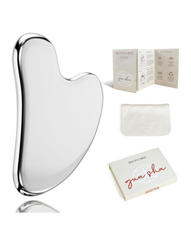 Herramienta Gua Sha Facial Rena Chris Acero Inoxidable Plata