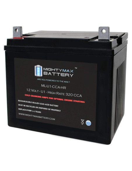 Batería Mighty Max ML-U1 12V 320CCA para cortacésped John Deere