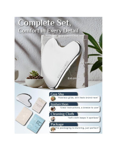 Herramienta Gua Sha Facial Rena Chris Acero Inoxidable Plata 2