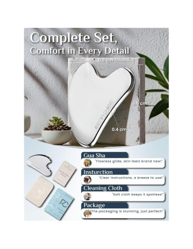 Herramienta Gua Sha Facial Rena Chris Acero Inoxidable Plata