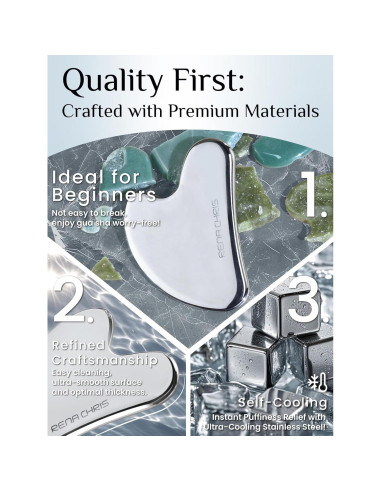 Herramienta Gua Sha Facial Rena Chris Acero Inoxidable Plata