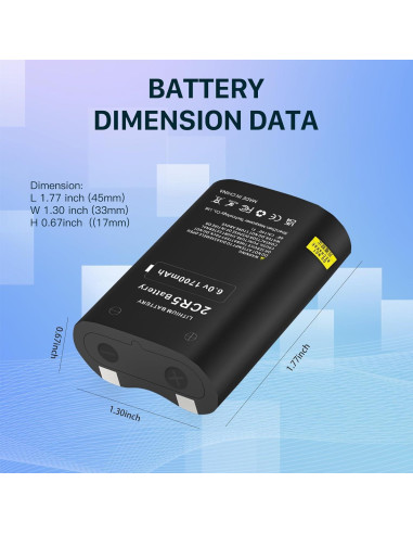 Batería 2CR5 KOOAQQ 1700mAh 6V Reemplazo para Cámara