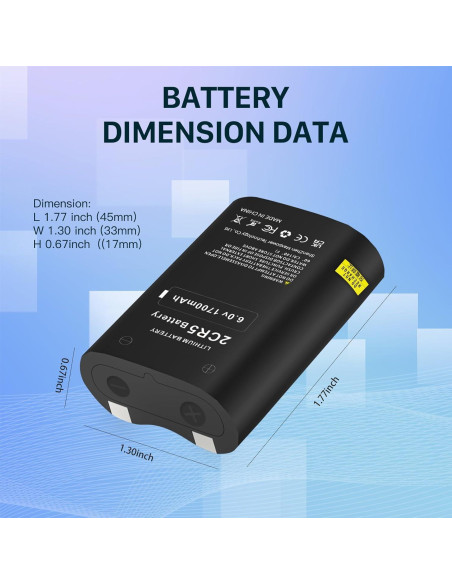 Batería 2CR5 KOOAQQ 1700mAh 6V Reemplazo para Cámara