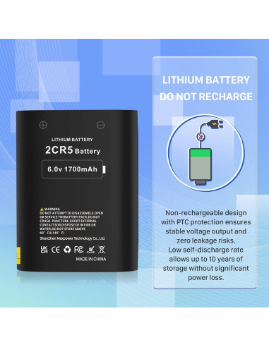 Batería 2CR5 KOOAQQ 1700mAh 6V Reemplazo para Cámara