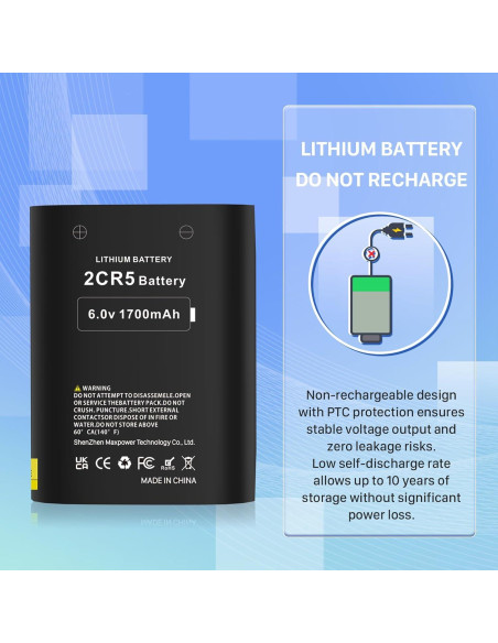 Batería 2CR5 KOOAQQ 1700mAh 6V Reemplazo para Cámara