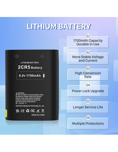 Batería 2CR5 KOOAQQ 1700mAh 6V Reemplazo para Cámara