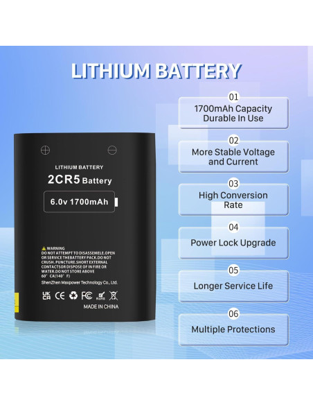 Batería 2CR5 KOOAQQ 1700mAh 6V Reemplazo para Cámara