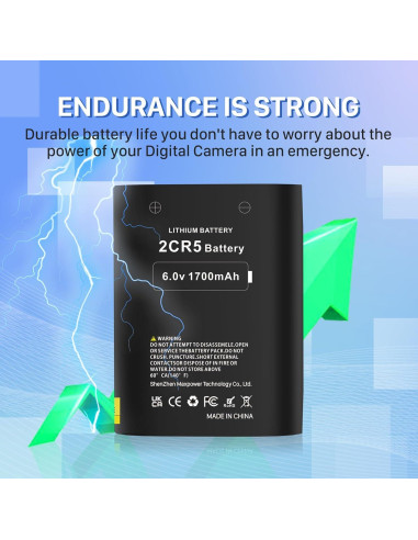 Batería 2CR5 KOOAQQ 1700mAh 6V Reemplazo para Cámara