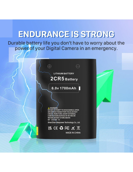 Batería 2CR5 KOOAQQ 1700mAh 6V Reemplazo para Cámara