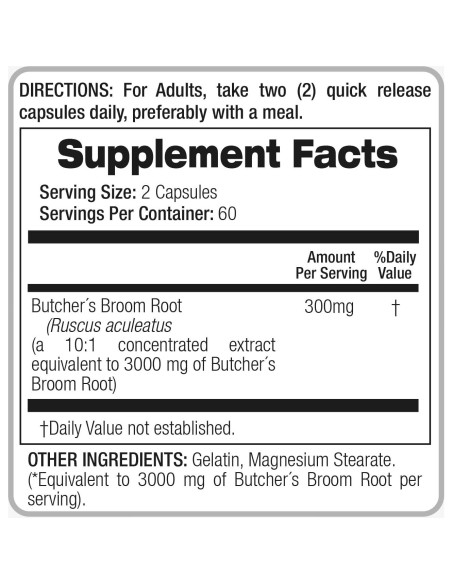 Suplemento Herbal FITO MEDIC'S Escoba de Carnicero 120 Cápsulas