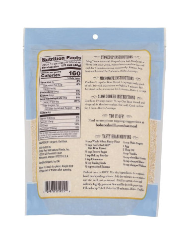 Cereal de Salvado de Avena Orgánico Bob's Red Mill 510 g