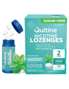 Pastillas de Nicotina Quitine 2mg Menta, 120 Unidades, Ayuda a Dejar de Fumar