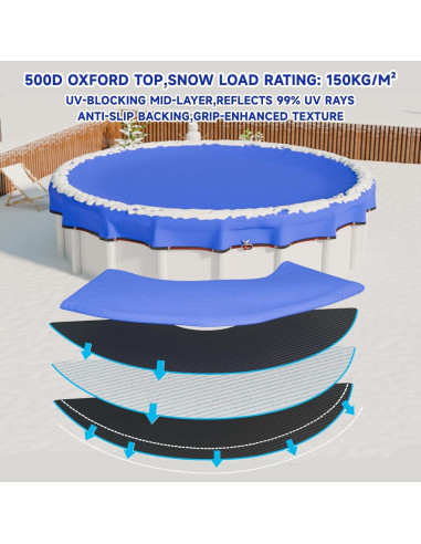 Cubierta de piscina redonda JTW 18 pies (5.49 m) azul 500D