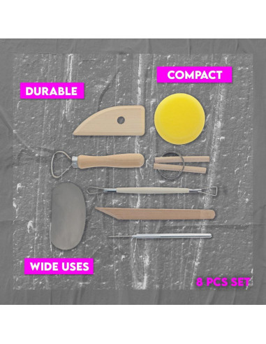 Juego de Herramientas de Cerámica SE 8 Piezas para Principiantes