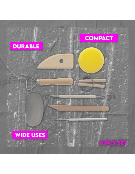 Juego de Herramientas de Cerámica SE 8 Piezas para Principiantes
