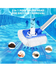 Cepillo de piscina Kulahlik con aspiradora 2 en 1, nylon 2