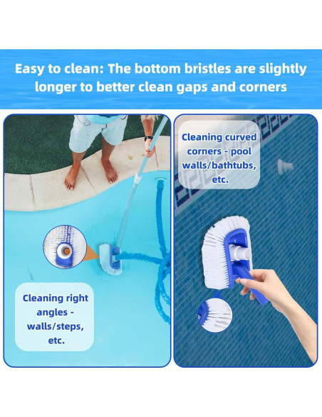 Cepillo de piscina Kulahlik con aspiradora 2 en 1, nylon