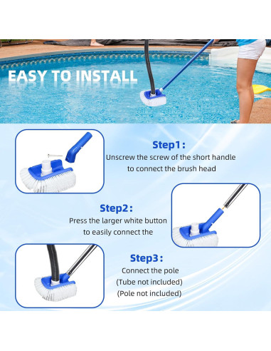 Cepillo de piscina Kulahlik con aspiradora 2 en 1, nylon