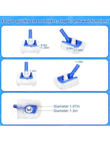 Cepillo de piscina Kulahlik con aspiradora 2 en 1, nylon