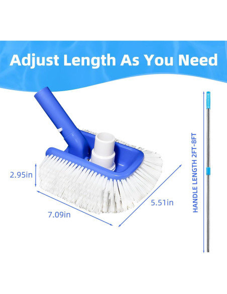 Cepillo de piscina Kulahlik con aspiradora 2 en 1, nylon