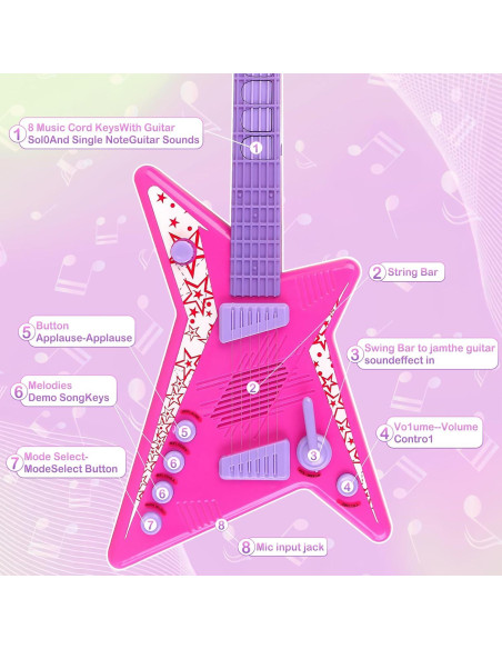 Juego de guitarra y micrófono deAO Kids - Juguete musical 55.88 cm